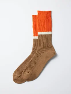 Online Alex Mill Bicolor Ribbed Crew Socks Orange/Light Brown