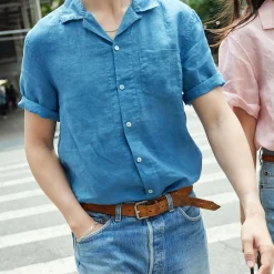 Fashion Alex Mill Botanical Dyed Camp Shirt In Linen