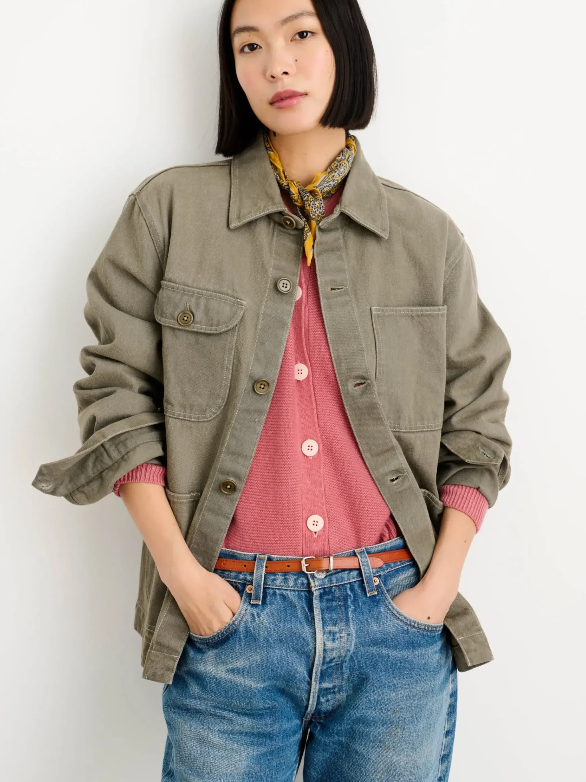 Fashion Alex Mill Botanical Dyed Work Jacket In Recycled Denim