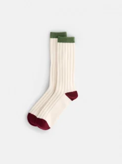 Outlet Alex Mill Cashmere Socks Ivory/Burgundy/Green