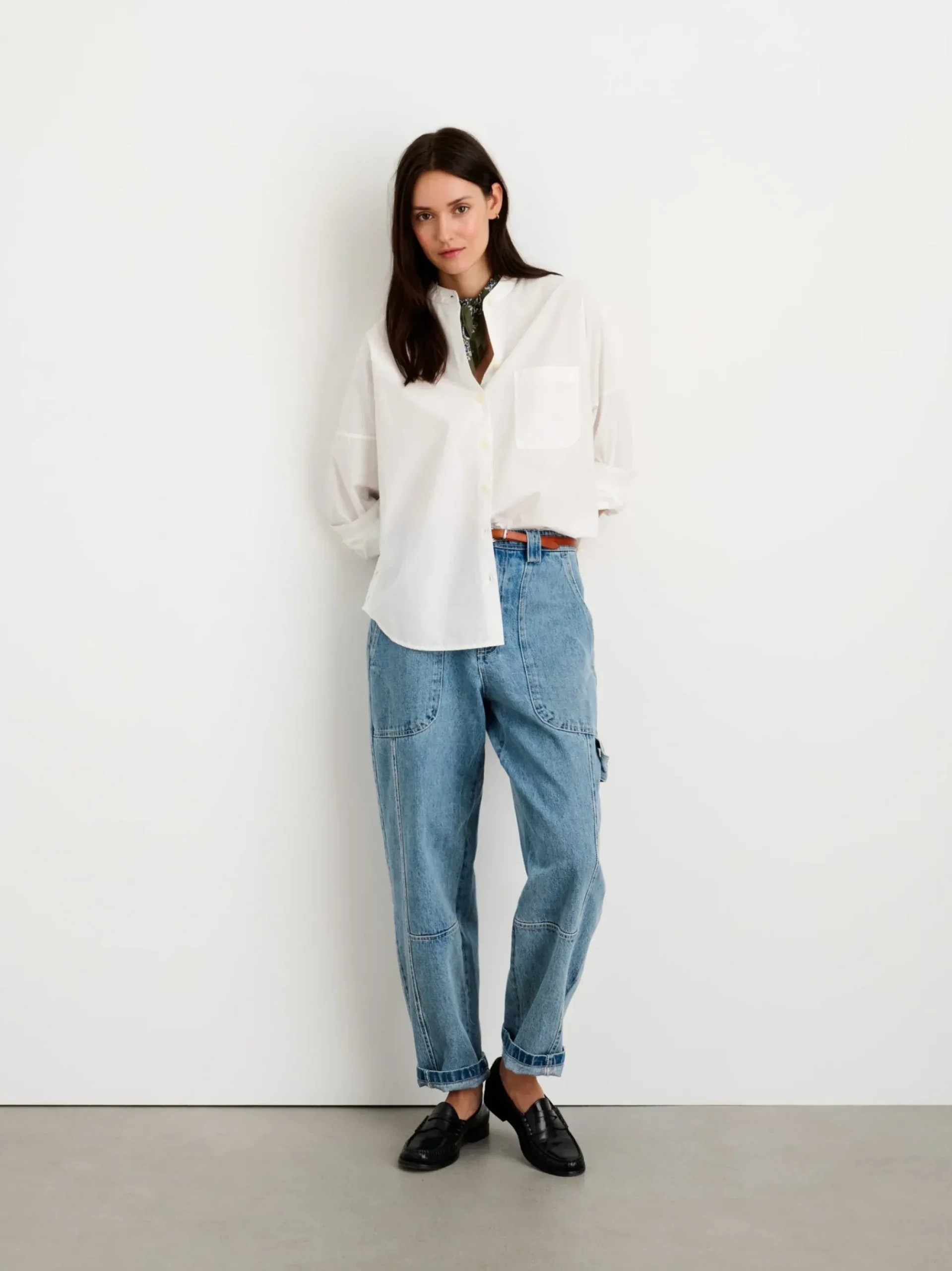 Clearance Alex Mill Collarless Standard Shirt In Solid