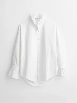 Outlet Alex Mill Easy Ruffle Shirt In Paper Poplin White