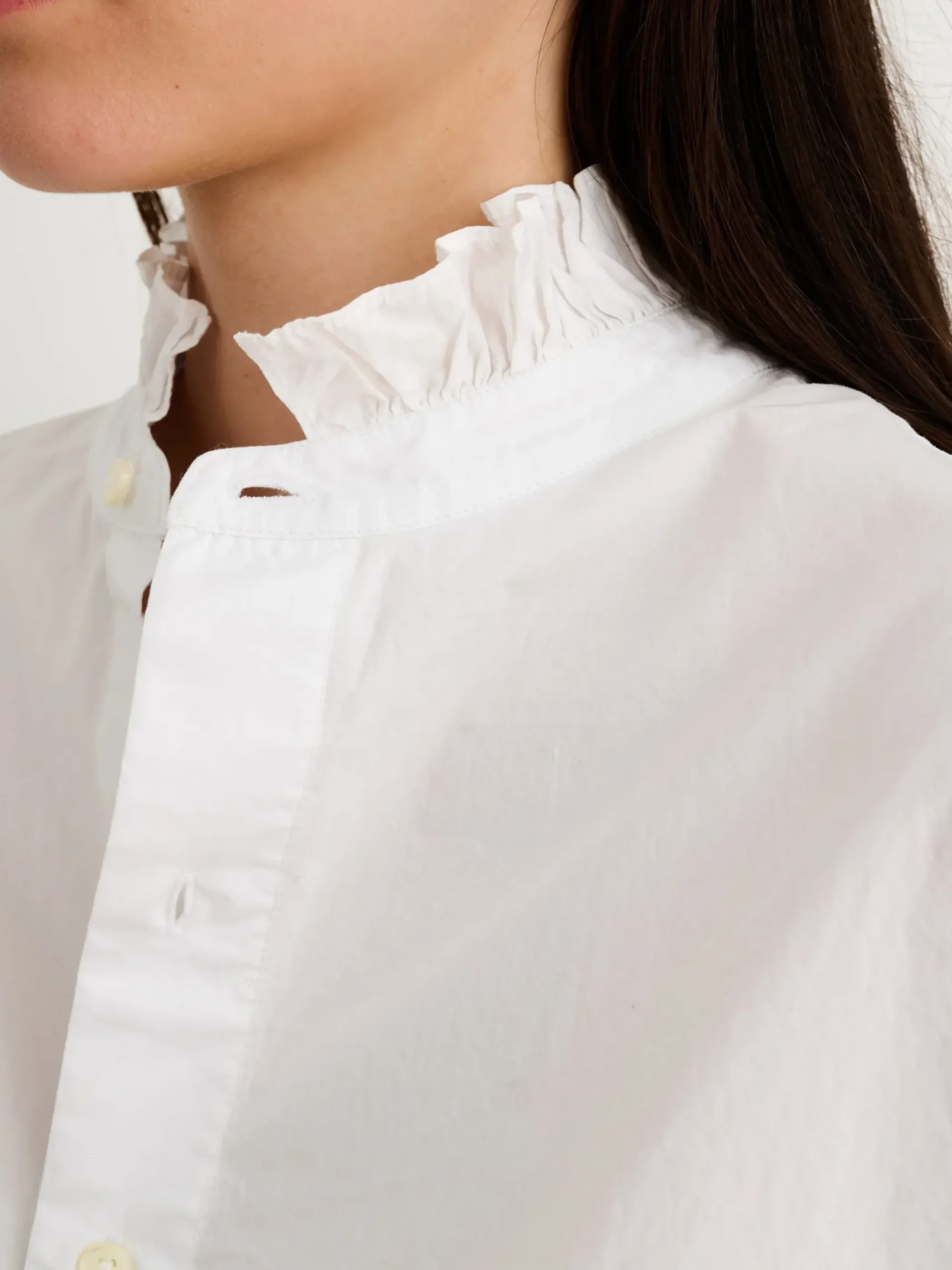 Outlet Alex Mill Easy Ruffle Shirt In Paper Poplin White
