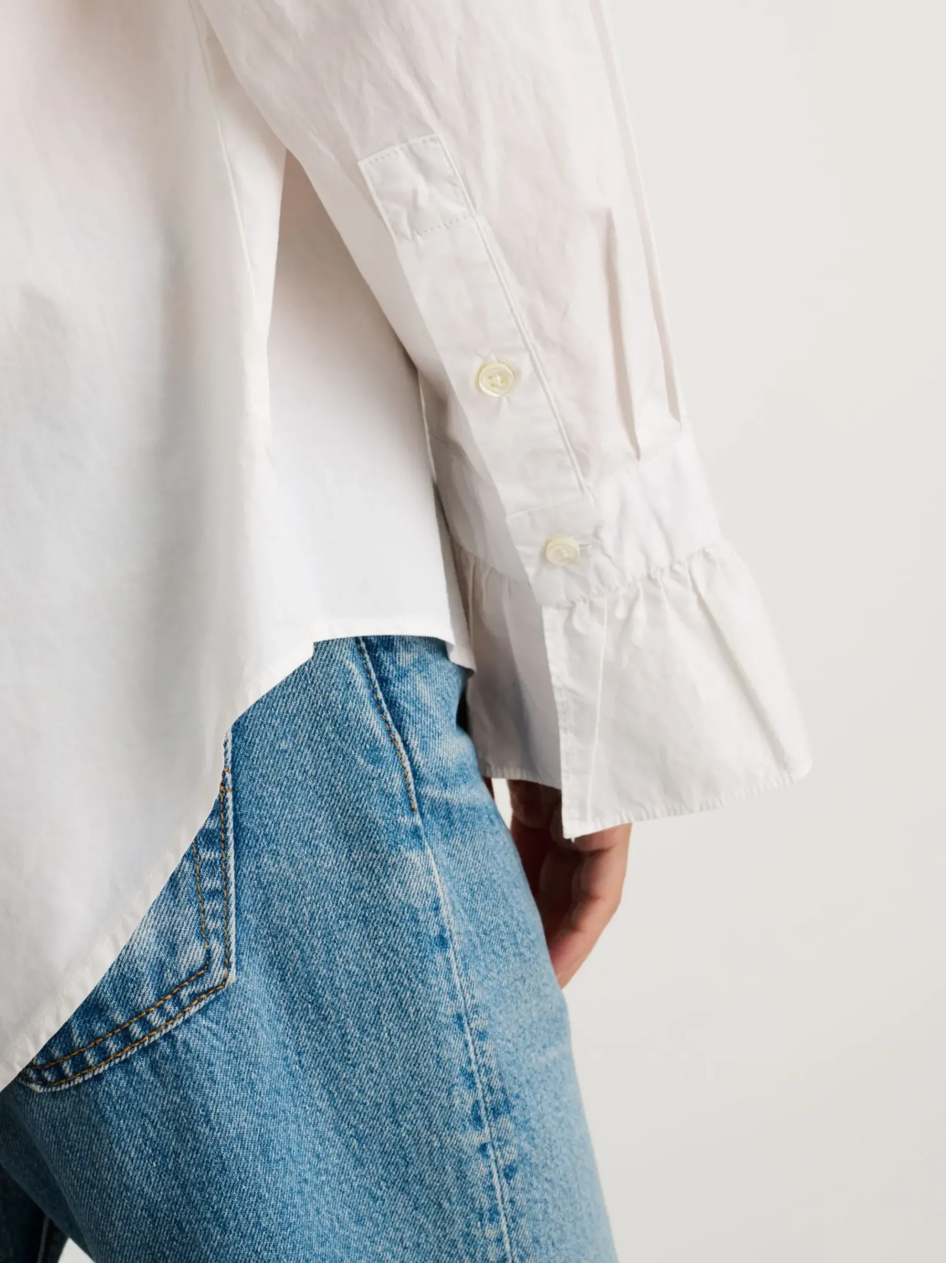 Outlet Alex Mill Easy Ruffle Shirt In Paper Poplin White