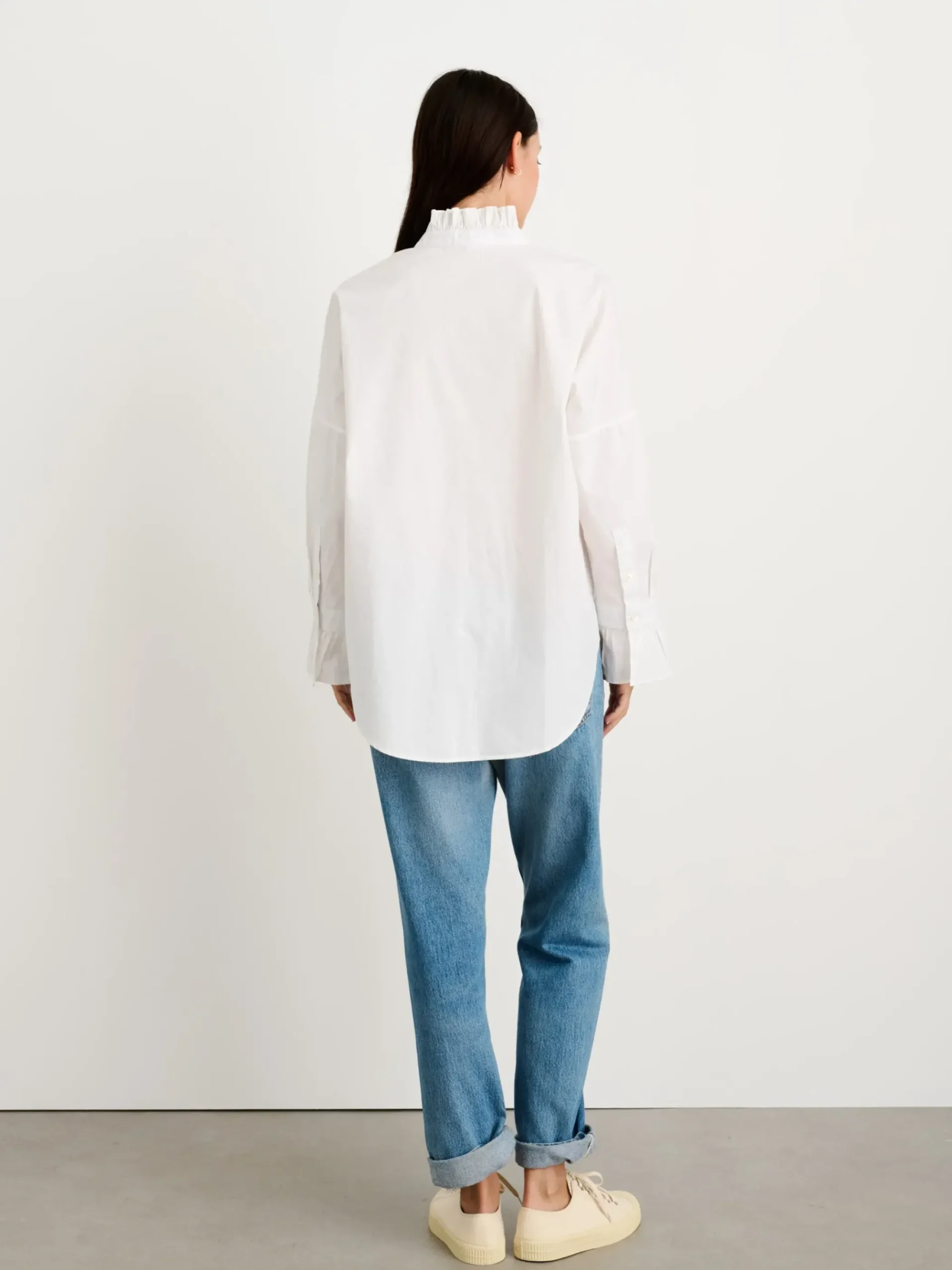 Outlet Alex Mill Easy Ruffle Shirt In Paper Poplin White