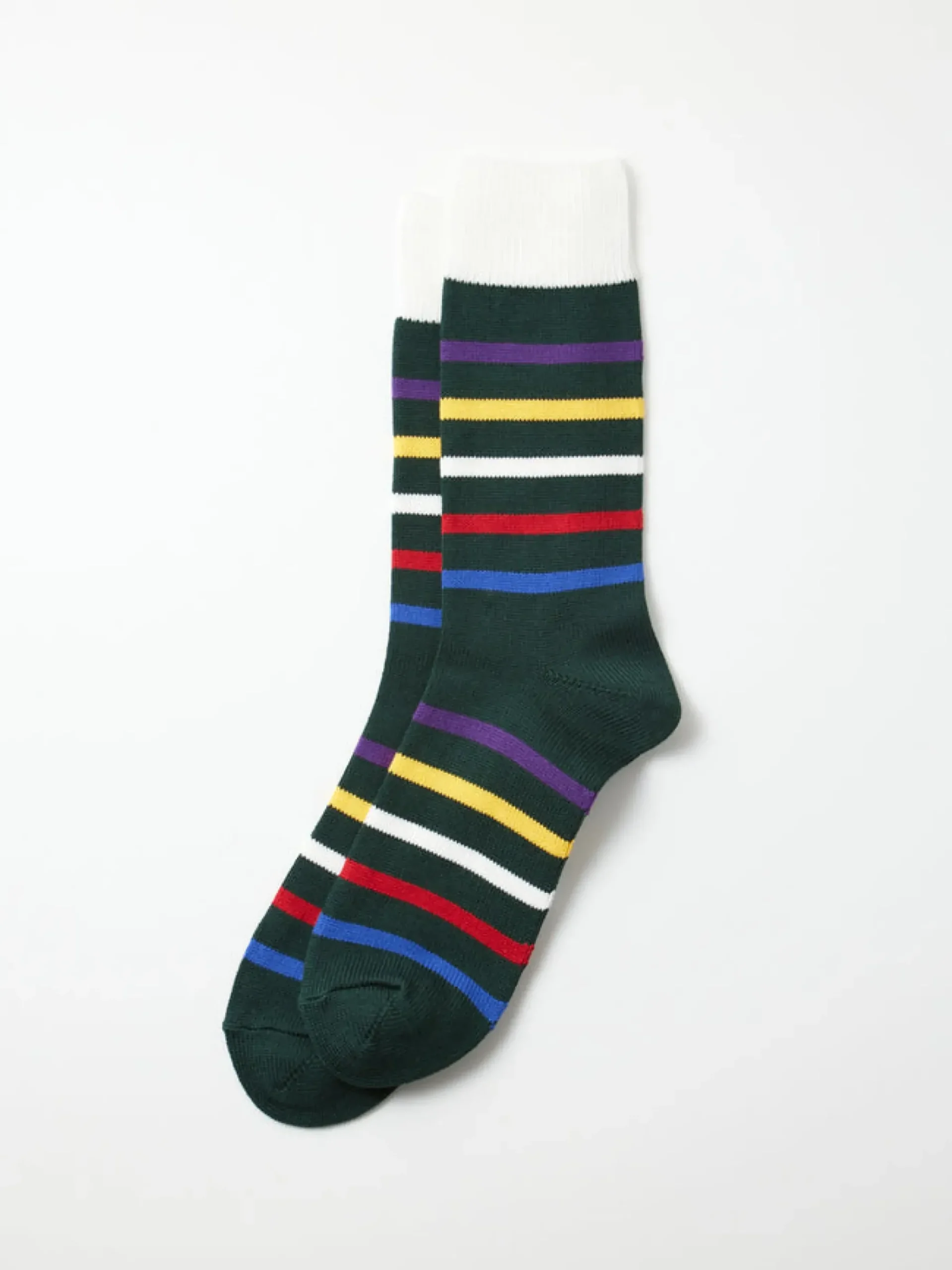 Discount Alex Mill Five Stripe Crew Socks Dark Green