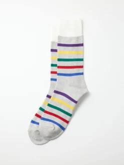 Clearance Alex Mill Five Stripe Crew Socks Gray
