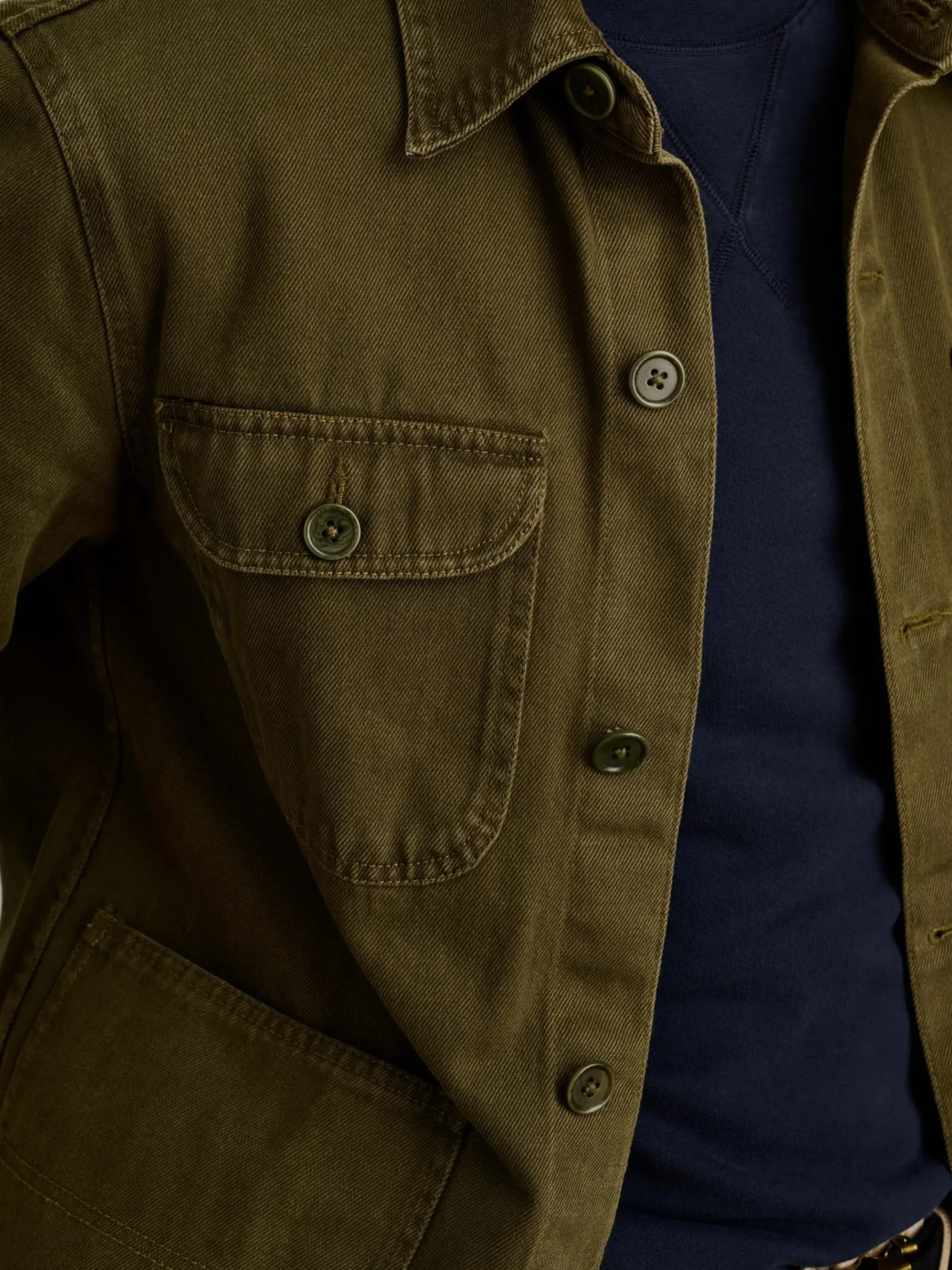 Hot Alex Mill Garment Dyed Work Jacket In Recycled Denim Military Olive