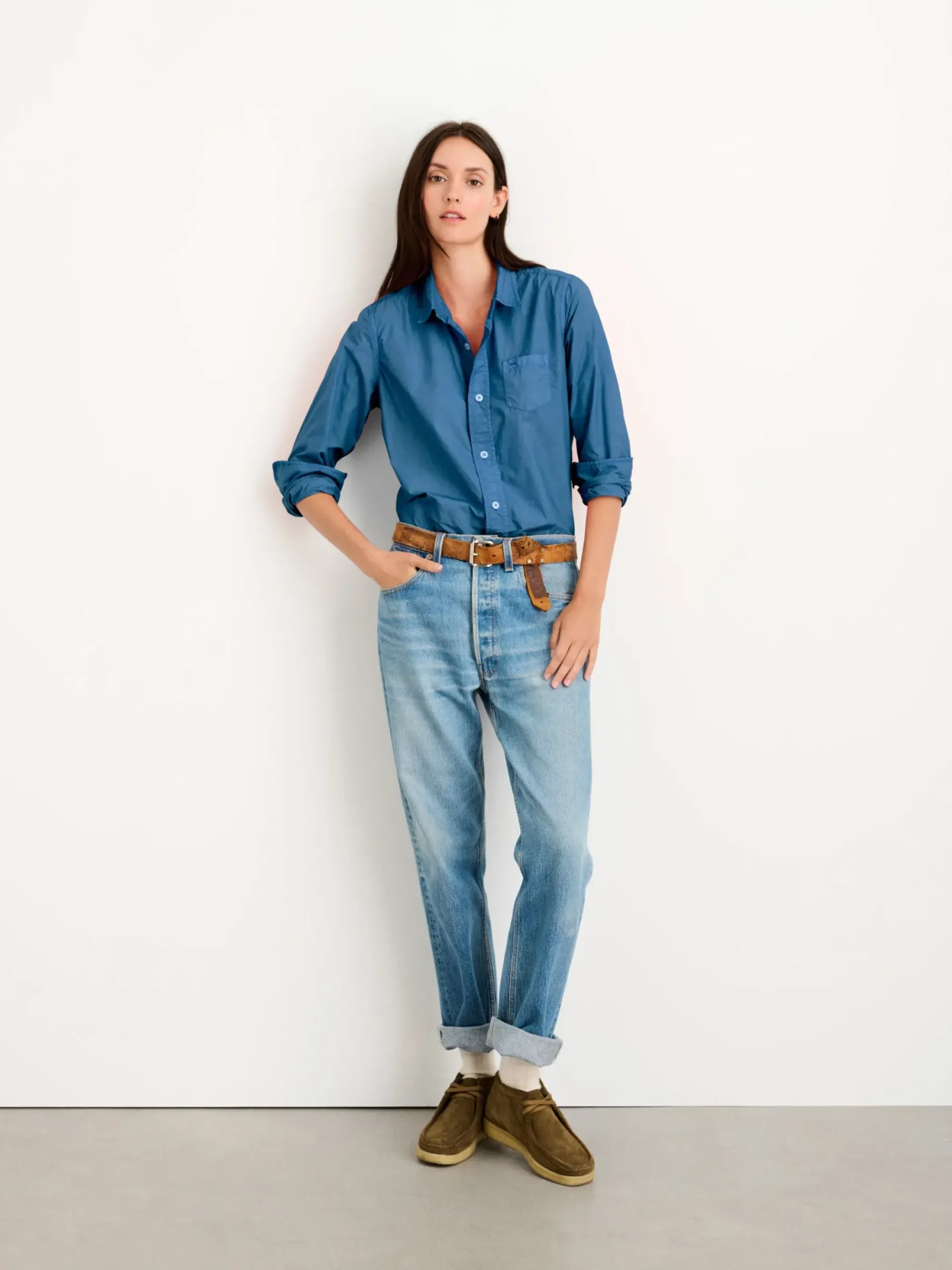 Discount Alex Mill Indigo Dyed Bobby Shirt In Paper Poplin