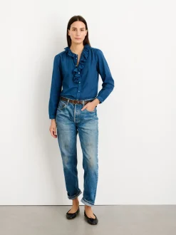 Outlet Alex Mill Indigo Dyed Lille Shirt In Medium Stripe