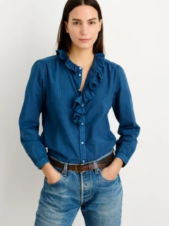 Outlet Alex Mill Indigo Dyed Lille Shirt In Medium Stripe