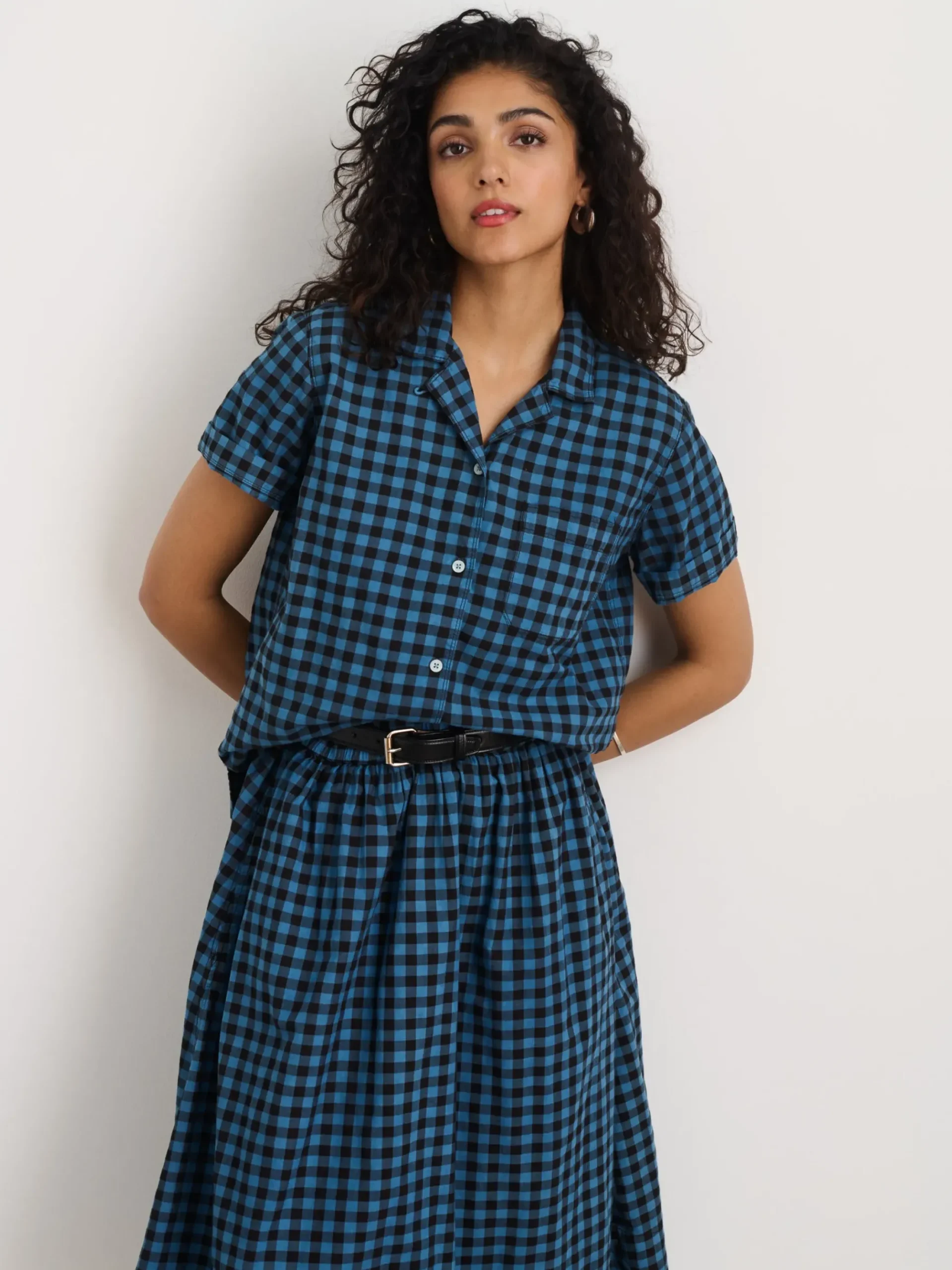 New Alex Mill Indigo Dyed Maddie Camp Shirt In Gingham