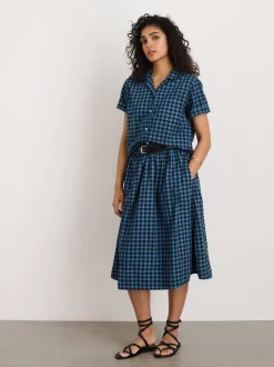 New Alex Mill Indigo Dyed Maddie Camp Shirt In Gingham