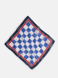 Clearance Alex Mill Italian Bandana In Checkers Ivory/Navy/Blue