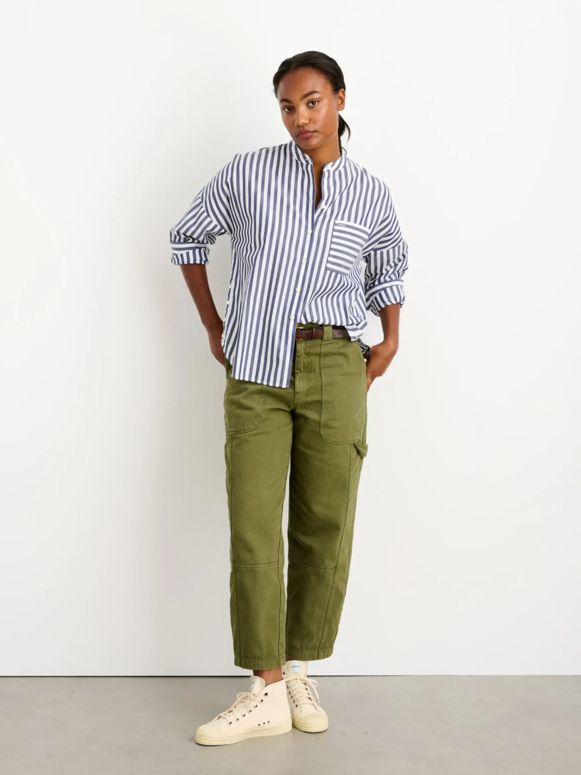 Outlet Alex Mill Jo Striped Shirt In Cotton Navy/White