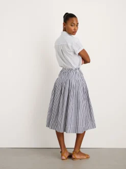 Sale Alex Mill June Pull On Skirt In Stripe Navy/White