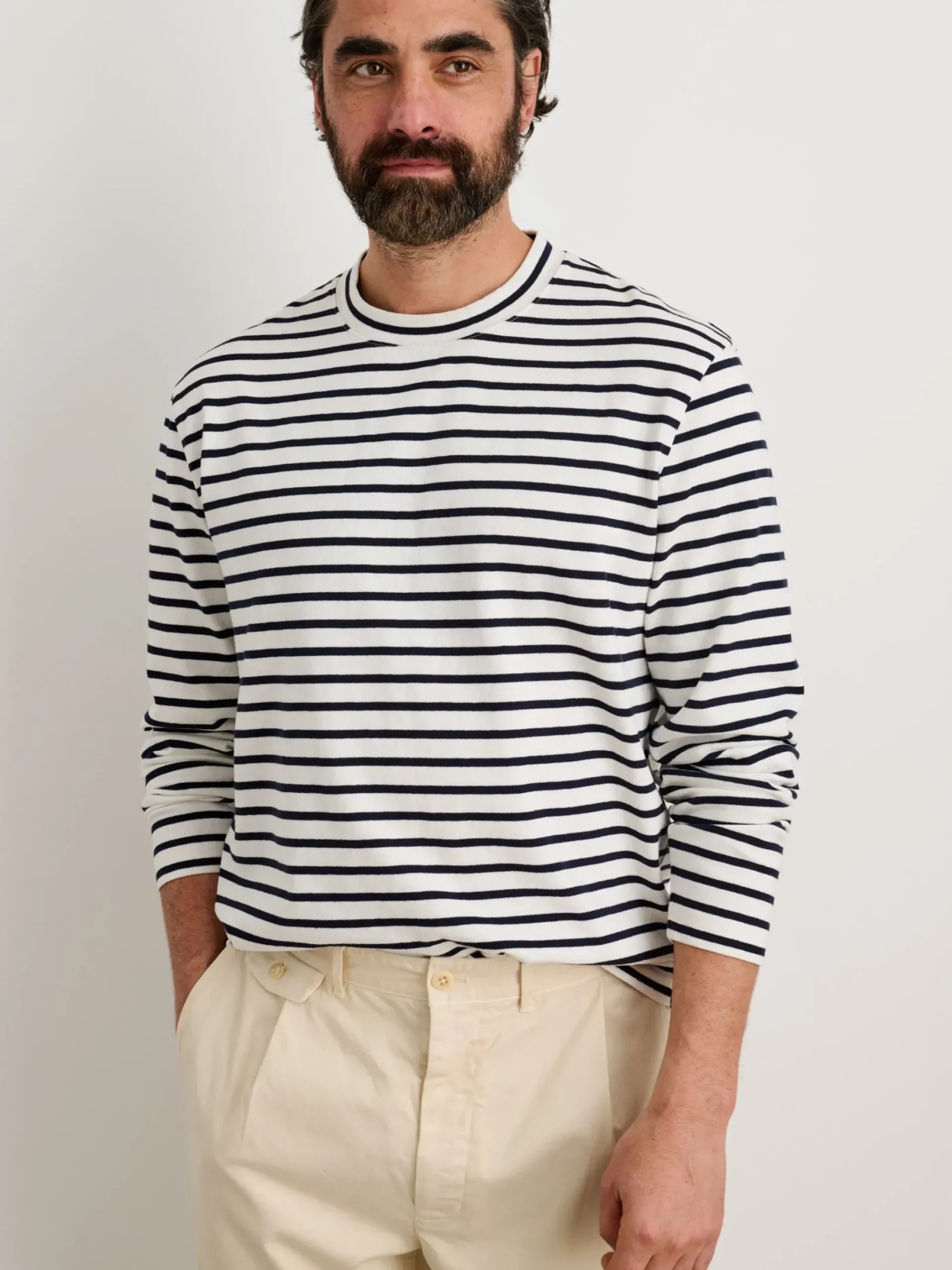 New Alex Mill Long Sleeve Striped Tee Natural/Navy