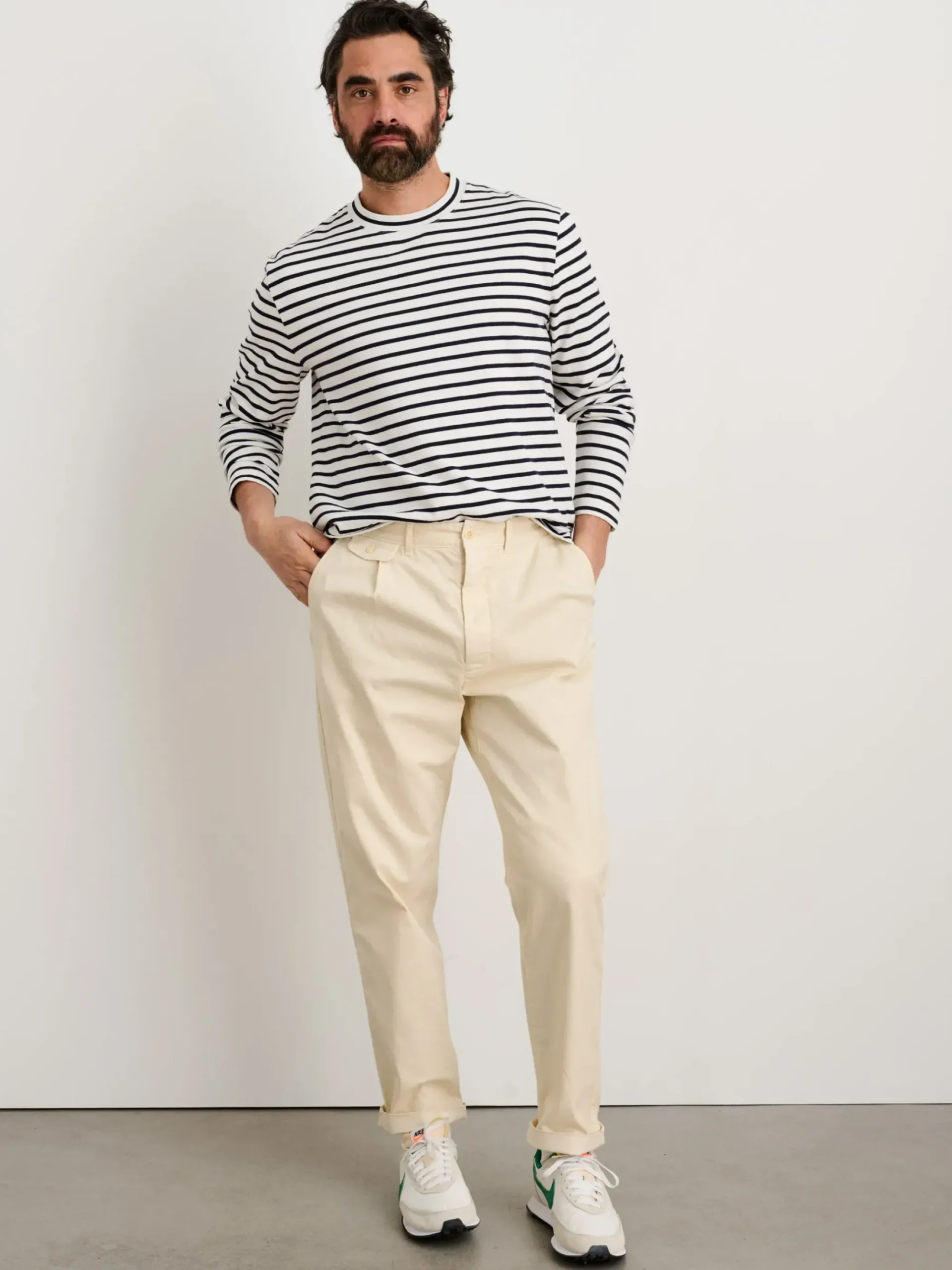 New Alex Mill Long Sleeve Striped Tee Natural/Navy