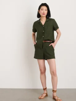 Sale Alex Mill Maddie Camp Shirt In Linen Pine Needle