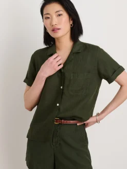 Sale Alex Mill Maddie Camp Shirt In Linen Pine Needle