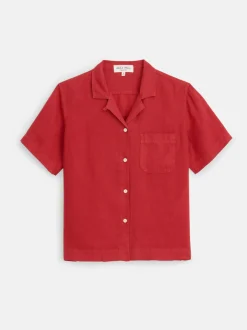 Outlet Alex Mill Maddie Camp Shirt In Linen Brick Red