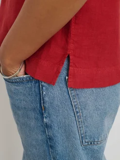 Outlet Alex Mill Maddie Camp Shirt In Linen Brick Red