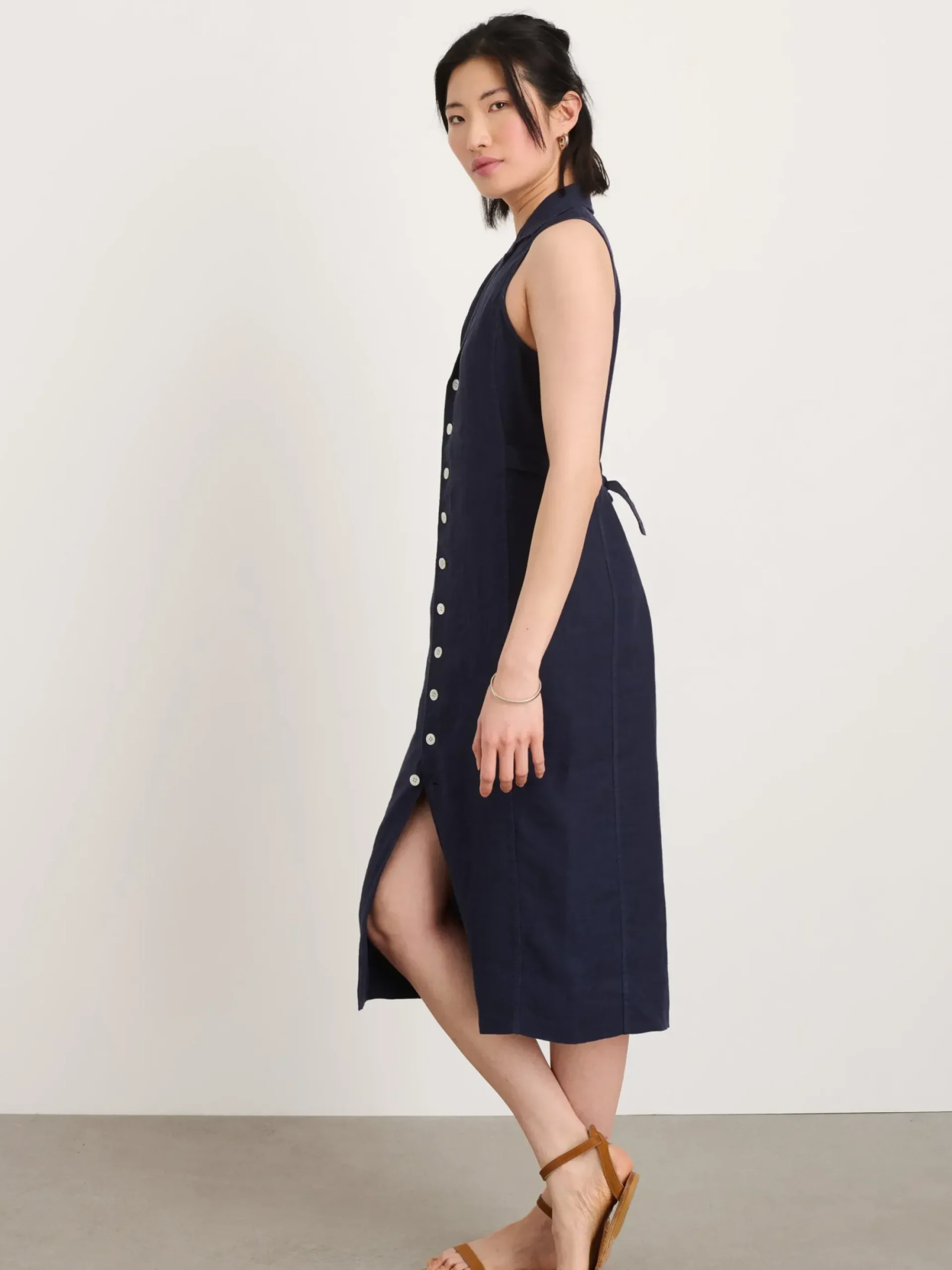 Fashion Alex Mill Mathilde Vest Dress In Linen Dark Navy