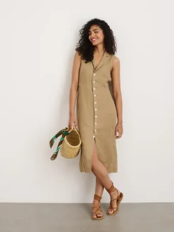 Online Alex Mill Mathilde Vest Dress In Linen Vintage Khaki