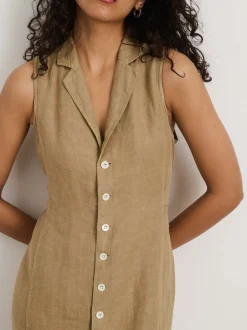 Online Alex Mill Mathilde Vest Dress In Linen Vintage Khaki