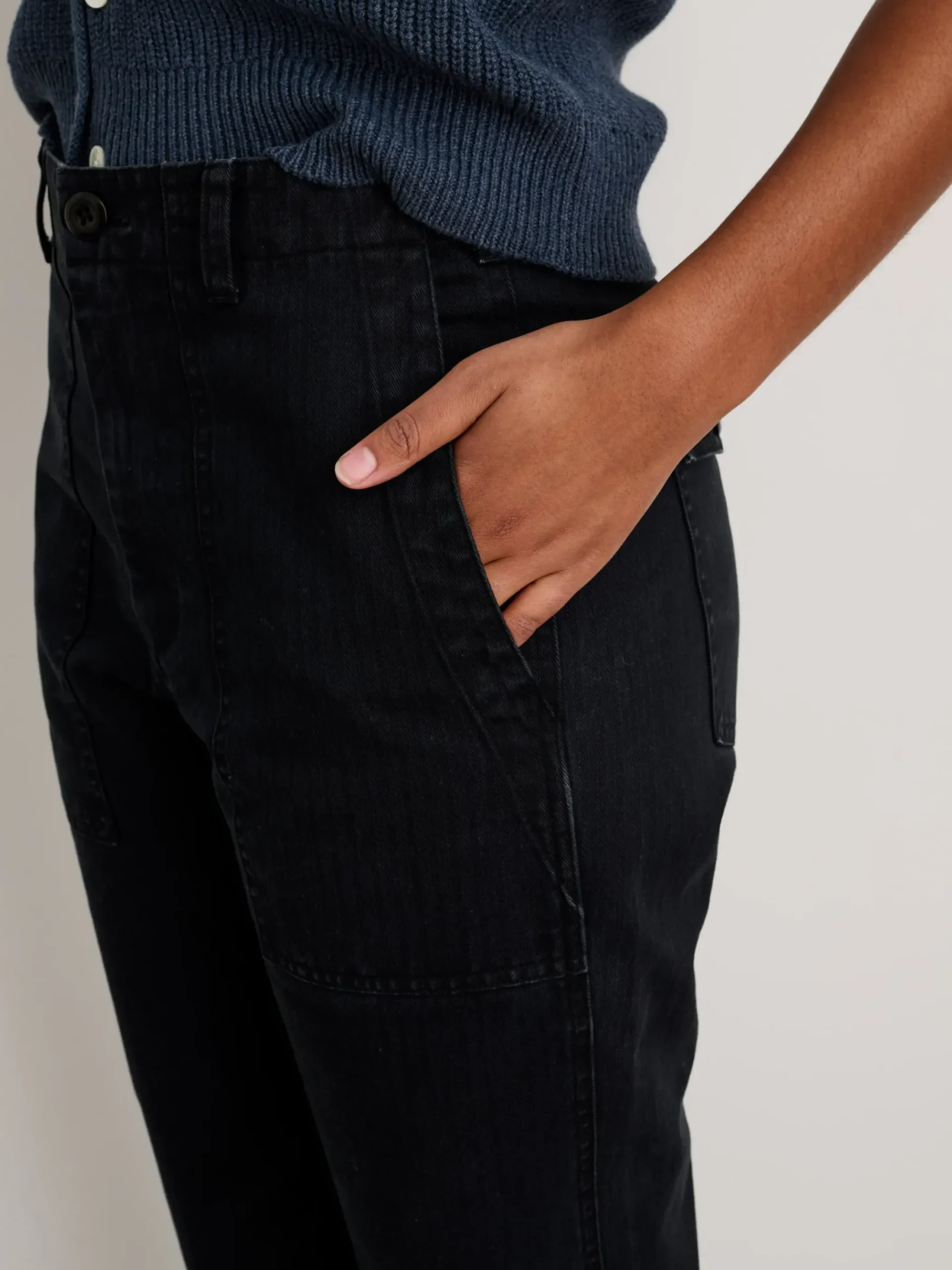 Discount Alex Mill Neil Pant In Herringbone Washed Black