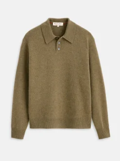 Fashion Alex Mill Polo Sweater In Washed Cashmere Heather Olive