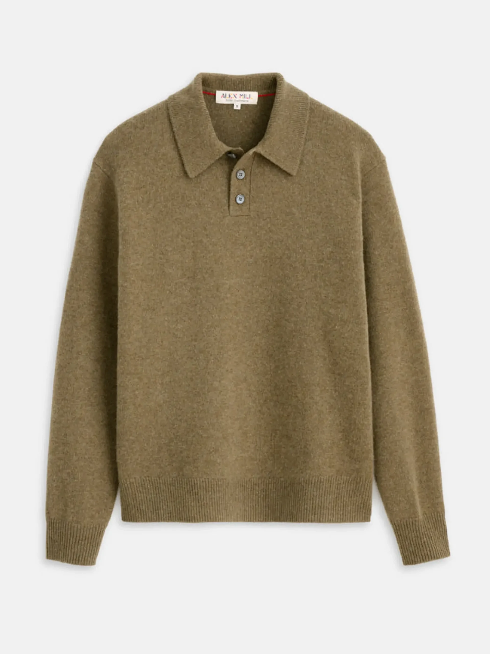 Fashion Alex Mill Polo Sweater In Washed Cashmere Heather Olive