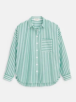 New Alex Mill Rework Standard Shirt In Bold Stripe Green/White