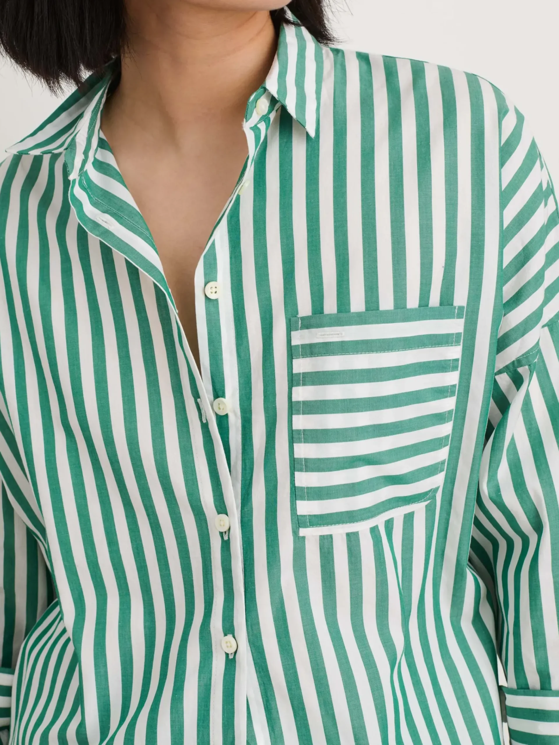 New Alex Mill Rework Standard Shirt In Bold Stripe Green/White