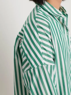 New Alex Mill Rework Standard Shirt In Bold Stripe Green/White