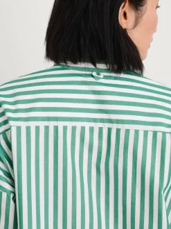 New Alex Mill Rework Standard Shirt In Bold Stripe Green/White
