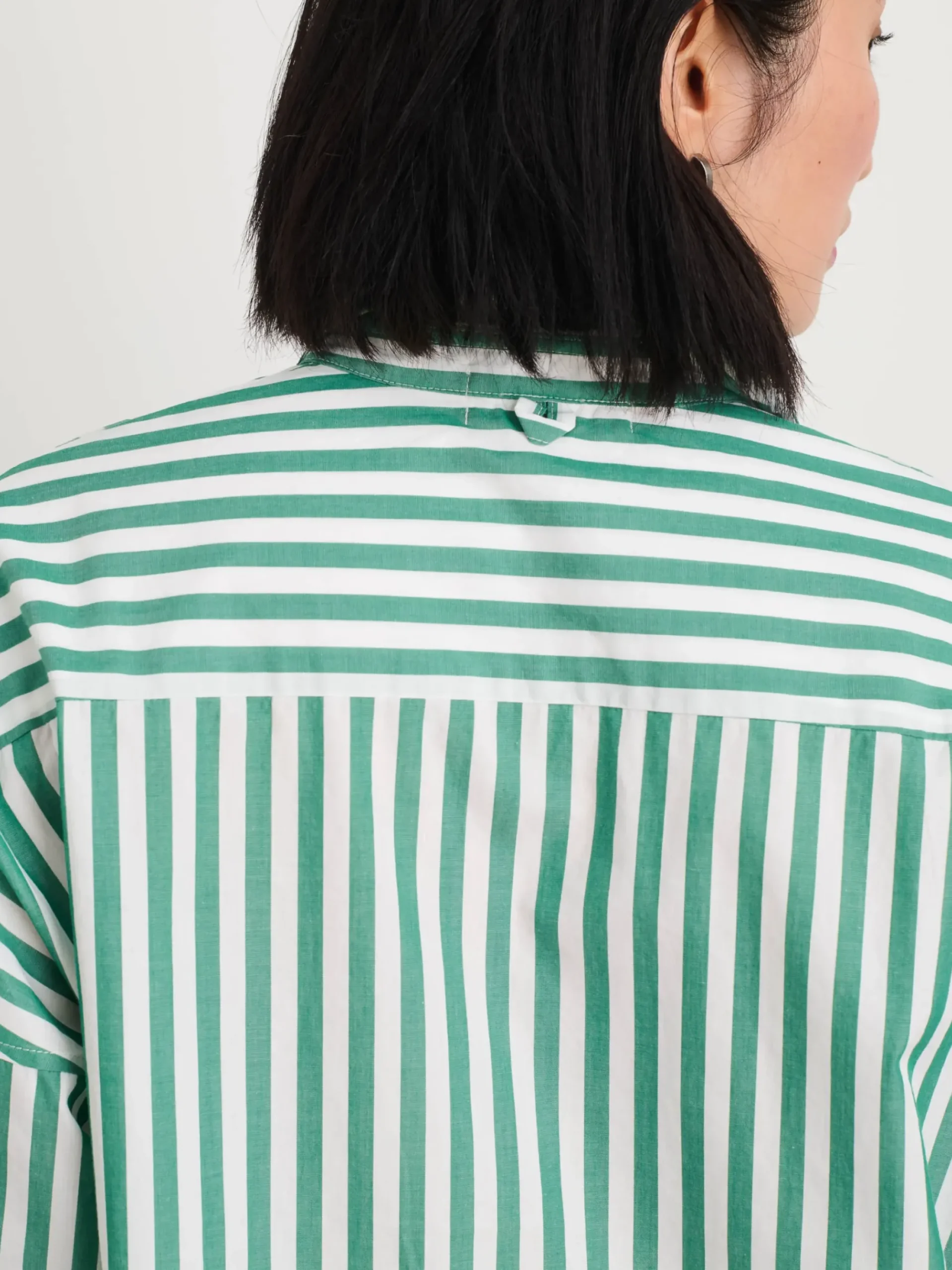 New Alex Mill Rework Standard Shirt In Bold Stripe Green/White