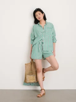 New Alex Mill Rework Standard Shirt In Bold Stripe Green/White