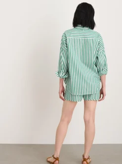 New Alex Mill Rework Standard Shirt In Bold Stripe Green/White