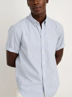 Hot Alex Mill Short Sleeve Mill Shirt In Stripe Fine Blue Stripe