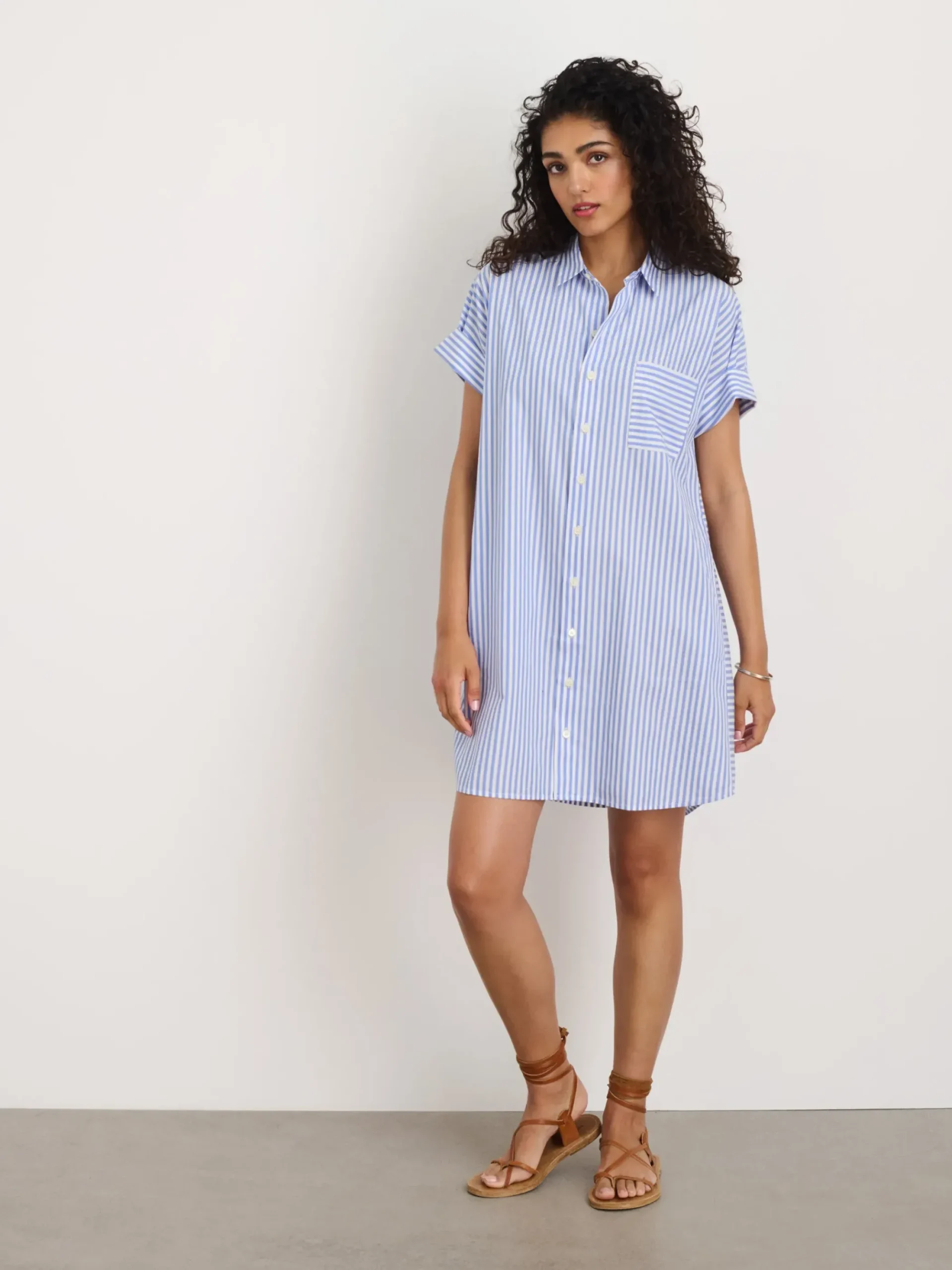 Outlet Alex Mill Short Sleeve Standard Shirtdress French Blue/White