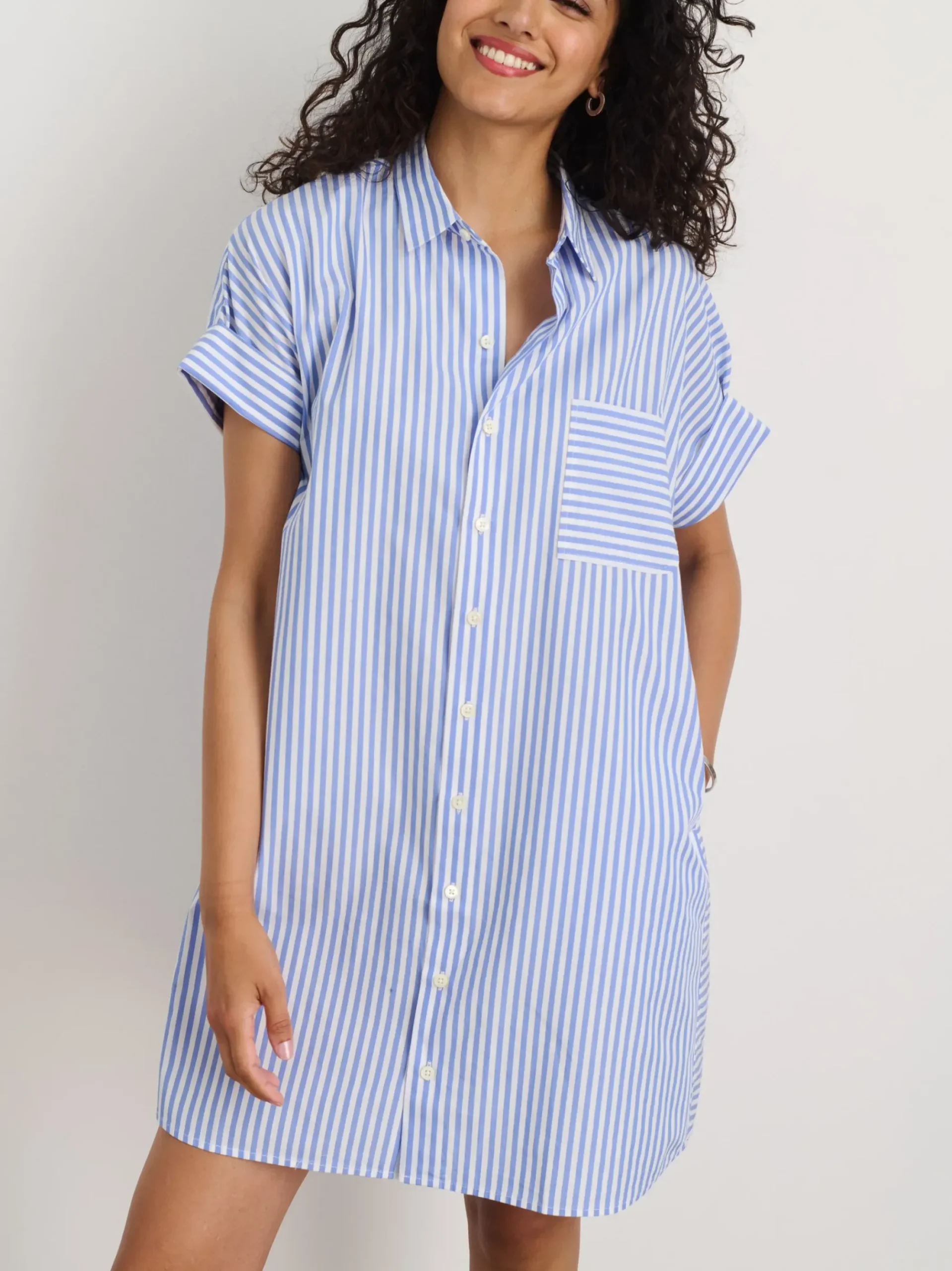 Outlet Alex Mill Short Sleeve Standard Shirtdress French Blue/White