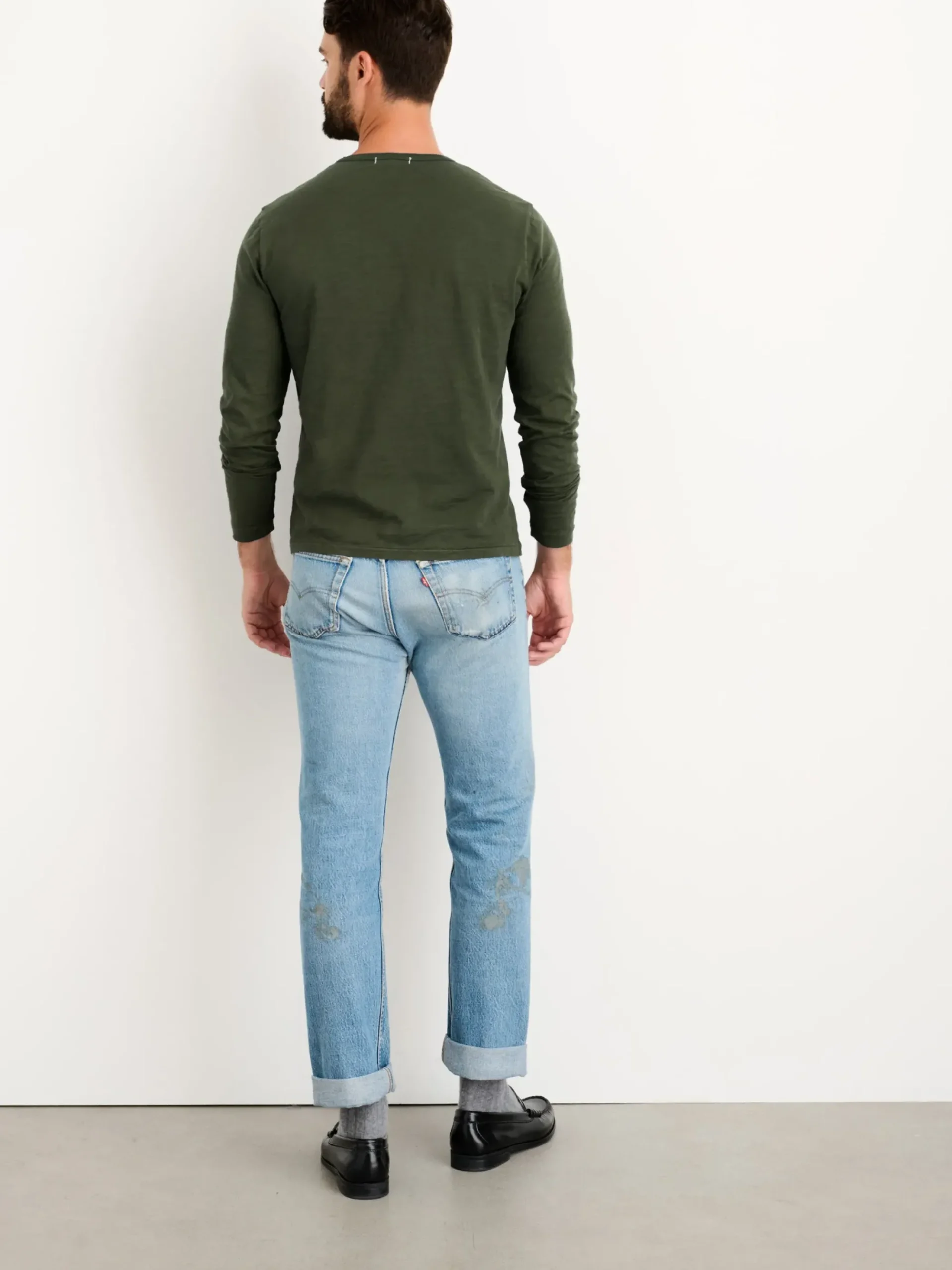 Discount Alex Mill Standard Long Sleeve T-Shirt In Slub Cotton Deep Forest