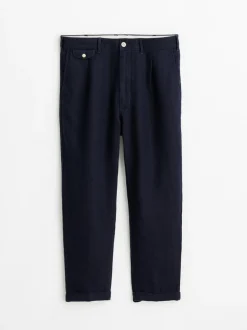 Clearance Alex Mill Standard Pleated Pant In Linen Navy