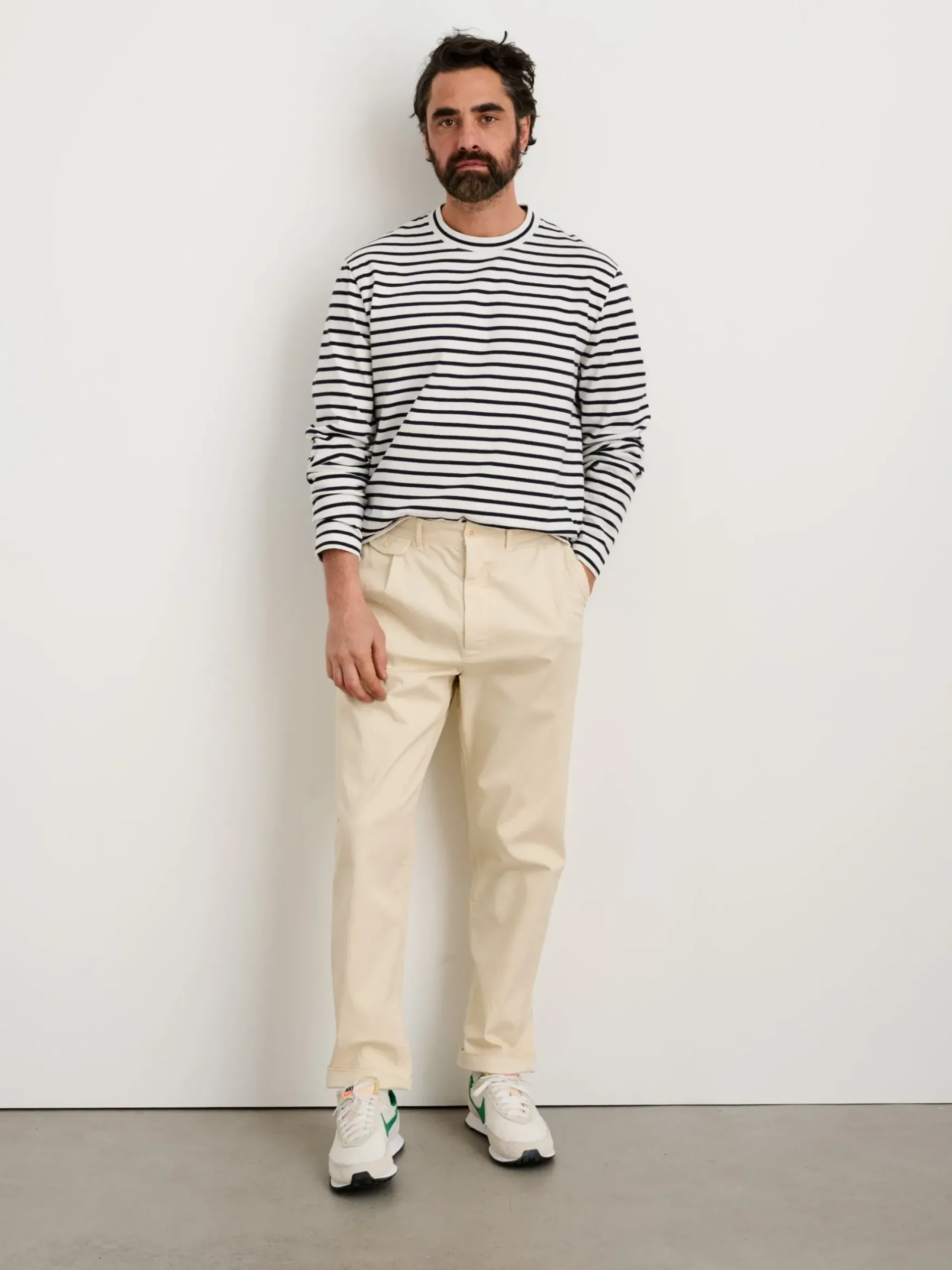 Outlet Alex Mill Standard Pleated Pant In Chino (Long Inseam) Oatmilk