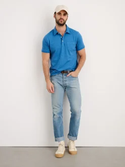 Outlet Alex Mill Standard Slub Cotton Polo Aegean Blue