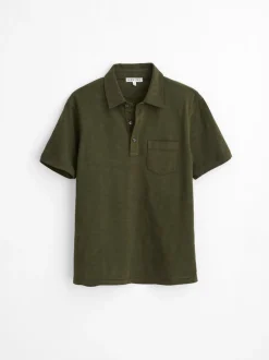New Alex Mill Standard Slub Cotton Polo Deep Olive