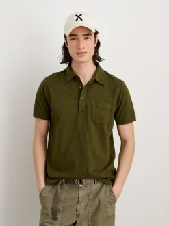 New Alex Mill Standard Slub Cotton Polo Deep Olive
