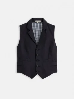Discount Alex Mill Suitish Vest In Drapey Twill Washed Black
