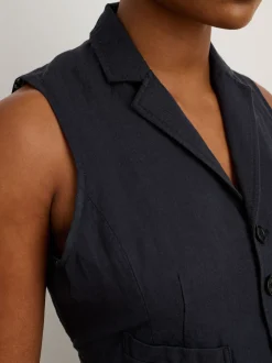 Discount Alex Mill Suitish Vest In Drapey Twill Washed Black